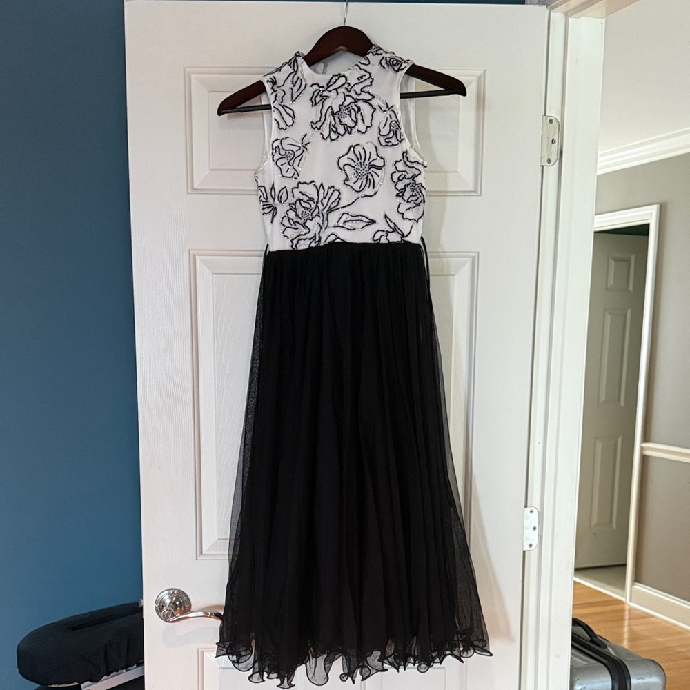 Speechless Black and White Floral Kids Dress